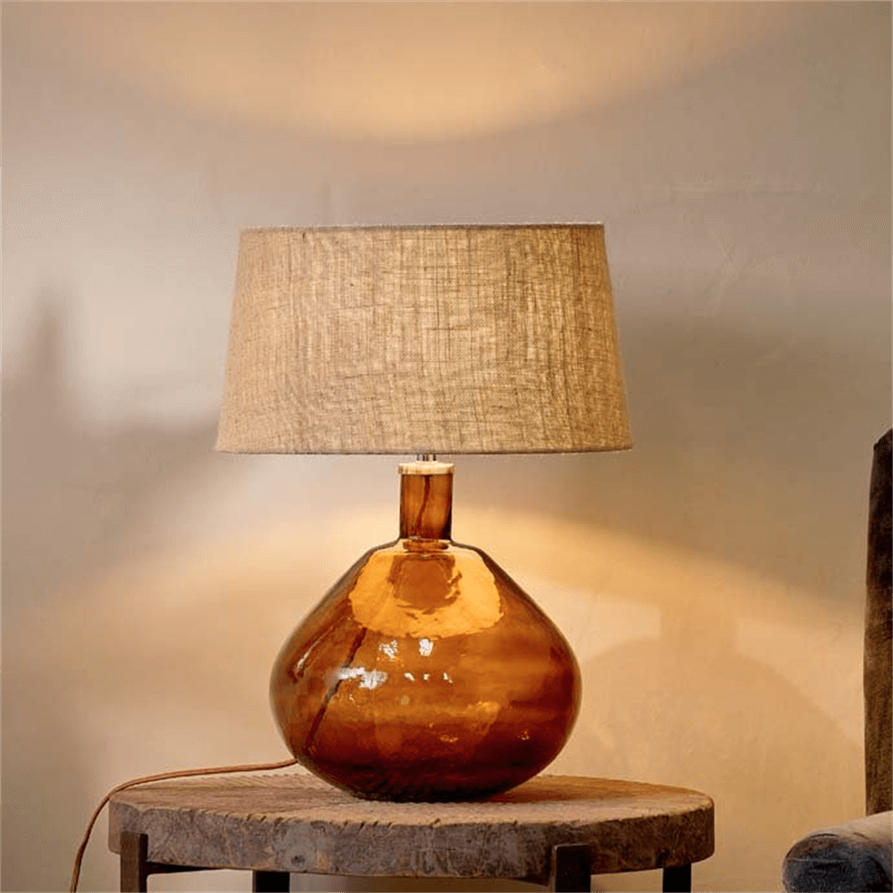 Nkuku Baba Glass Lamp Burnt Amber Large Wide